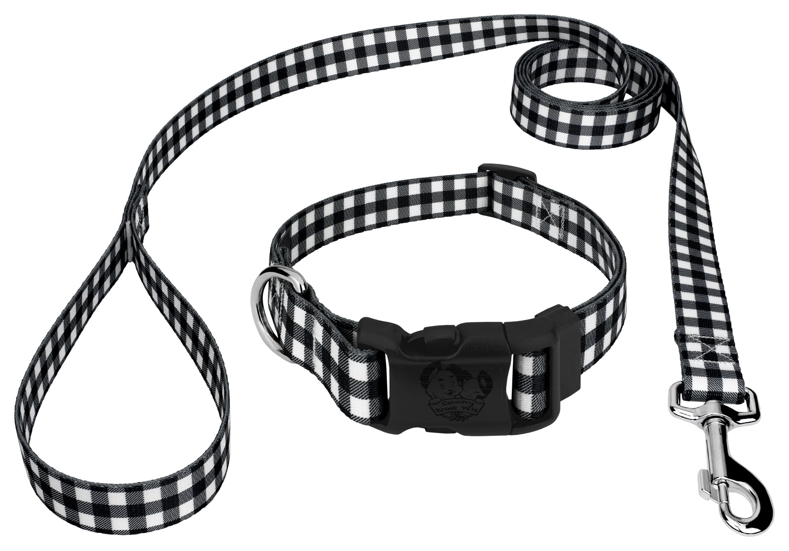 buffalo plaid dog collar and leash