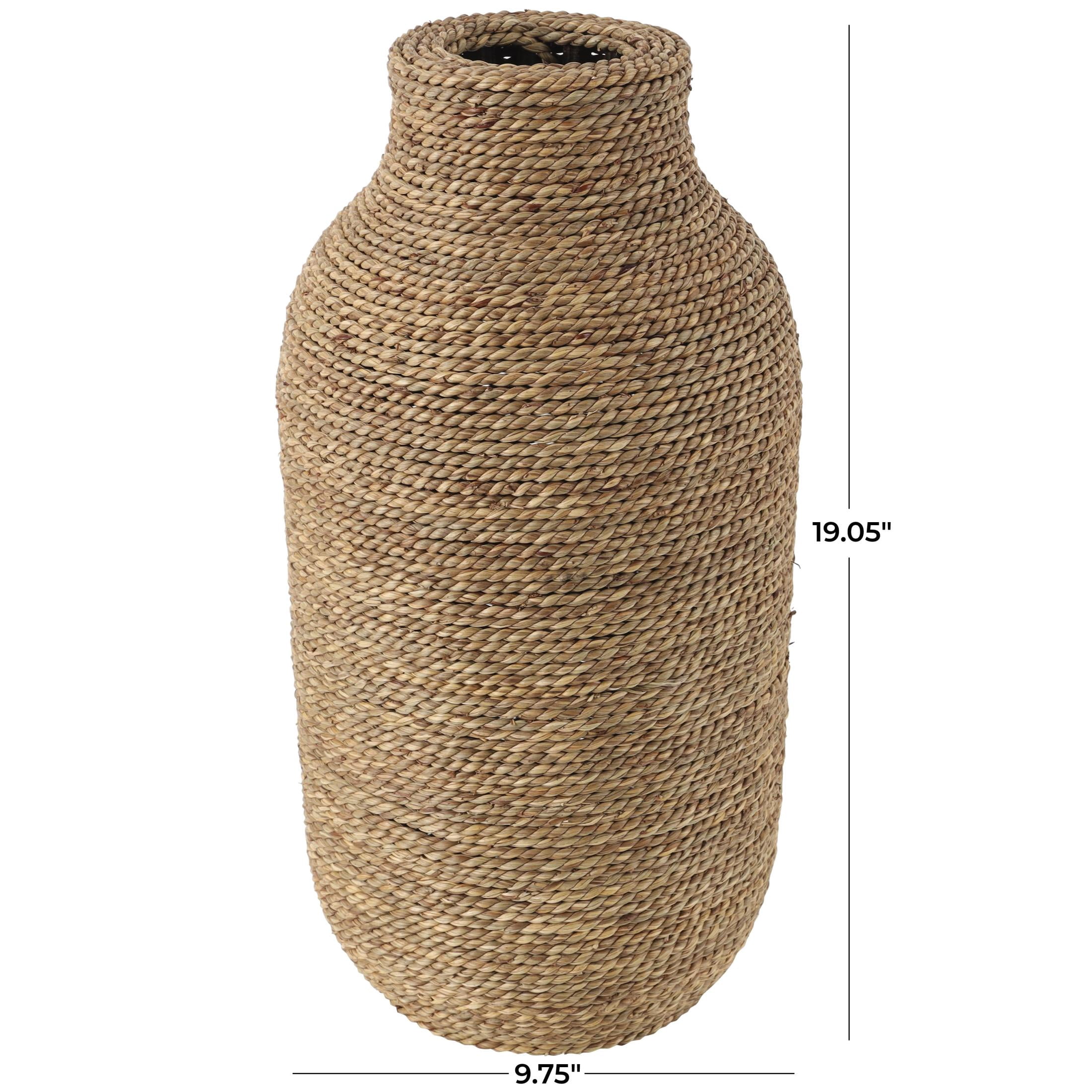DecMode 19" Handmade Wrapped Brown Seagrass Vase