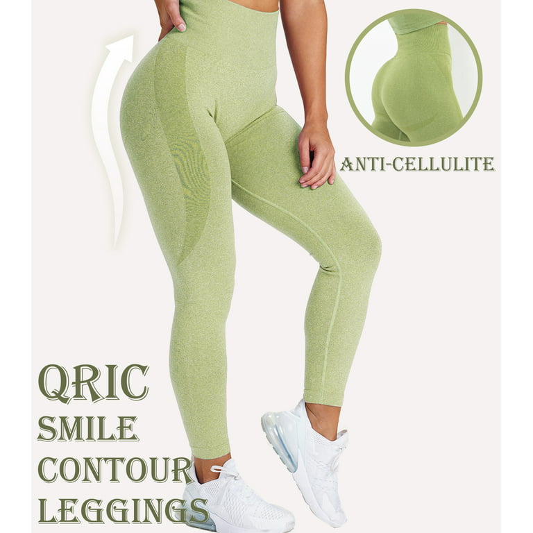 QRIC Women Seamless Leggings Smile Contour High Waist Workout Gym Yoga  Pants Vital Tummy Control Activewear Slimming Tights 