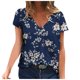 thumbnail image 2 of ICHUANYI Clearance Women's Summer V-neck Printed T-shirt Fashion And Comfortable Women's Short Sleeve Tops(Navy, M) ICHUANYI WER2023081011917, 2 of 5