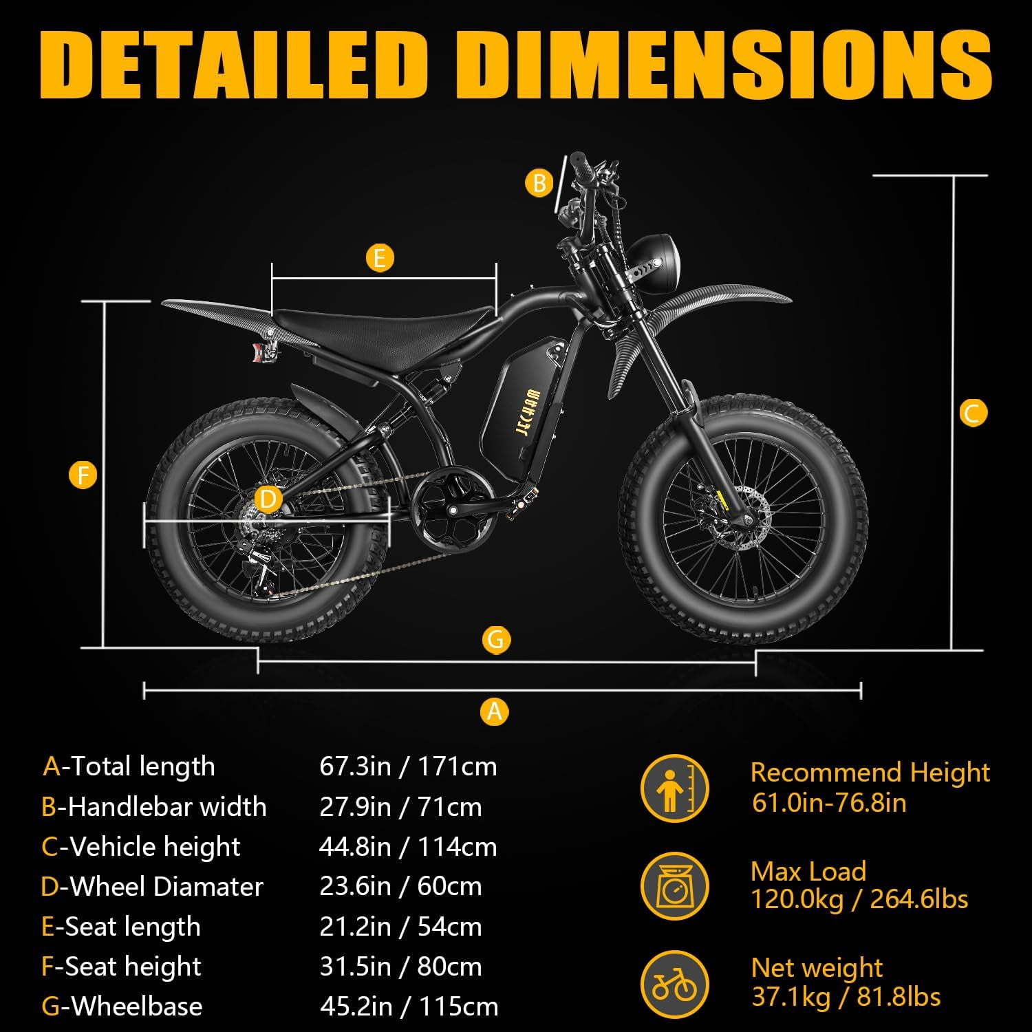 Jecham QL200 1500W(Peak)Electric Bicycles with Pedals for Adults/Teens,40V16AH Battary 40+ Miles,Top 32MPH ebike.Shimano 7 Speed, 20*4.5 fat tire,Fake Caron Fiber, Invered Fork UL2849