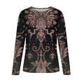 thumbnail image 4 of OKBOP Pink Tops for Women,Fashion Round-Neck Long Sleeve Print Casual T-Shirt Chiffon Blouses for Women Christmas Shirts, 4 of 5