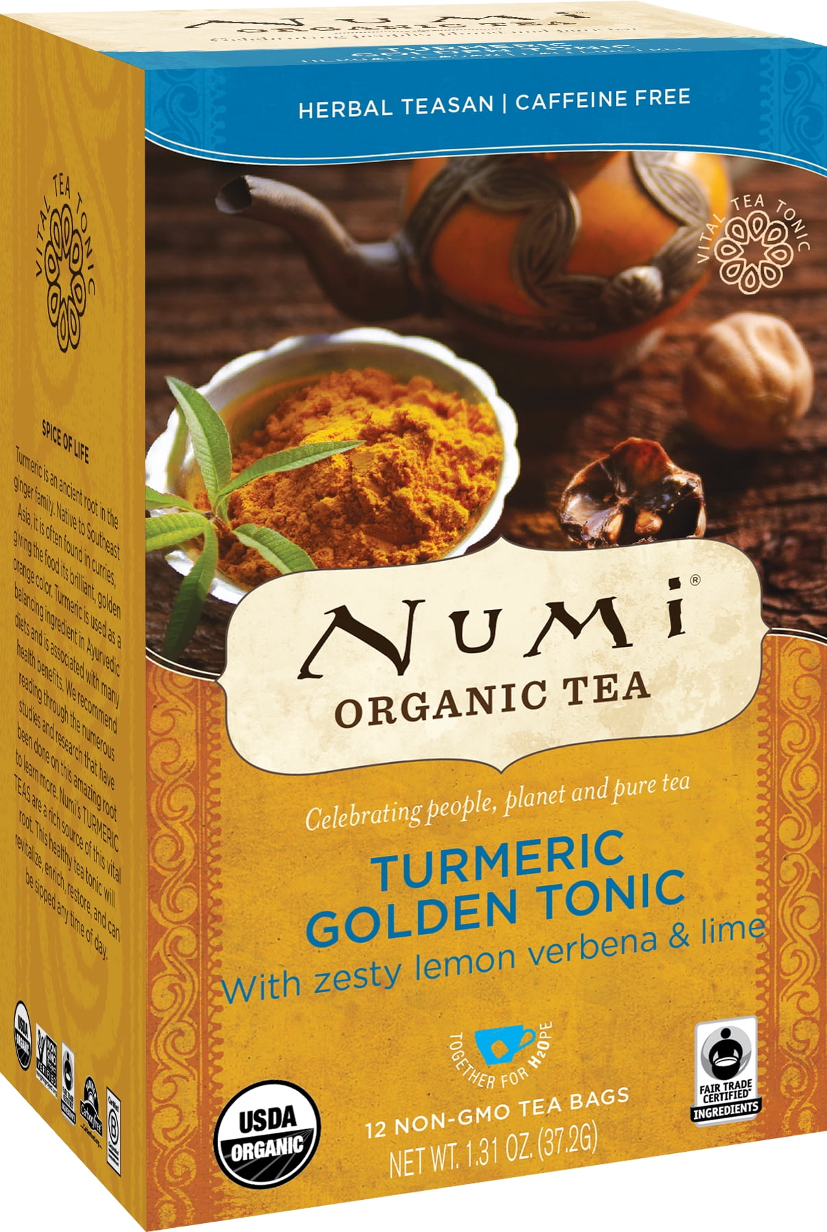 Numi Organic Tea, Golden Tonic, Tea Bags, 12 Ct
