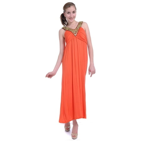 Princess Bodice - S/M Orange Exotic Princess Empire Waist Pleated Bodice Studded Dress