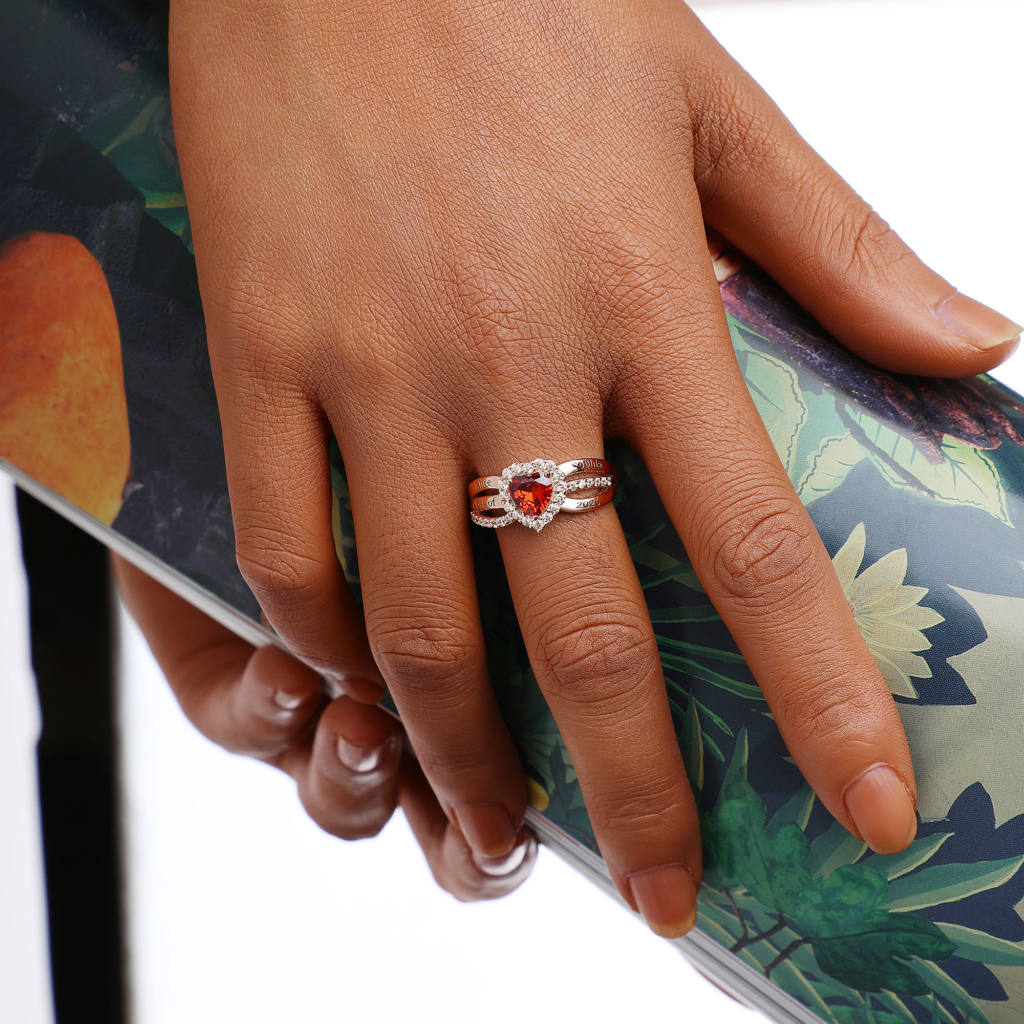USA PJM Custom Women’s Class Ring Sterling Silver for High School & College Graduation-Rose Gold