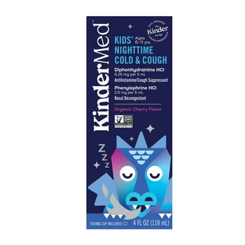 KinderMed Kids Nighttime Cold & ,  Cherry Flavor, 4 oz (118 mL)