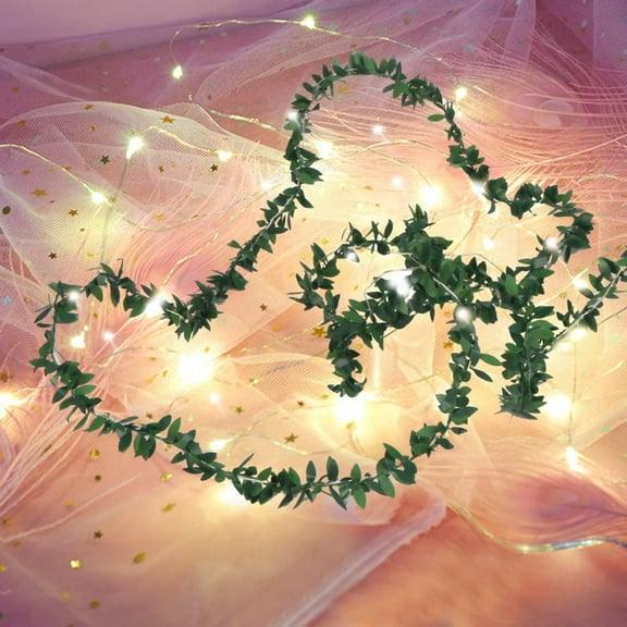 ZOELNIC 20LED Tiny Leaf Garland Battery Operated Vine String Light Wedding Party Christmas Holiday Patio Decoration