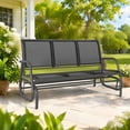 thumbnail image 4 of 3 Person Outdoor Glider Bench Chair, Breathable Mesh Seat, Powder-Coated Steel Frame, 660 lbs Weight Capacity, Black and Gray, 4 of 10