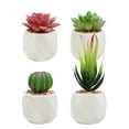 thumbnail image 1 of Pots en Céramique Géométriques Modernes Diverses Succulentes Réalistes, Ensemble de 4, 1 of 5