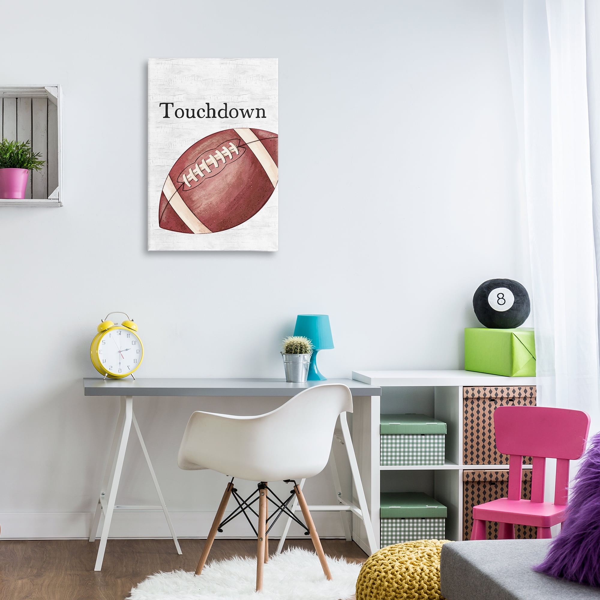 Stupell Industries Touchdown with Football Sports Painting Wrapped Canvas Art Print Wall Art, 20 x 30