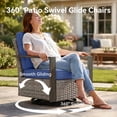 thumbnail image 3 of Unnifurnzi Outdoor Swivel Rocker Patio Chairs Set of 2-All Weather Wicker Swivel Patio Chairs Outdoor Chairs for Deck Porch Poolside Balcony-Gray/Blue, 3 of 7