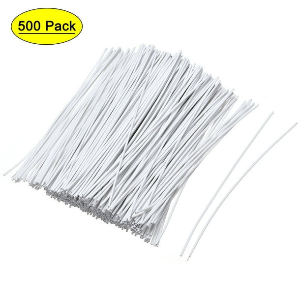 Cintas de torsión Uxcell de 6 pulgadas, más fuertes, recubiertas de PVC, color blanco, paquete de 500