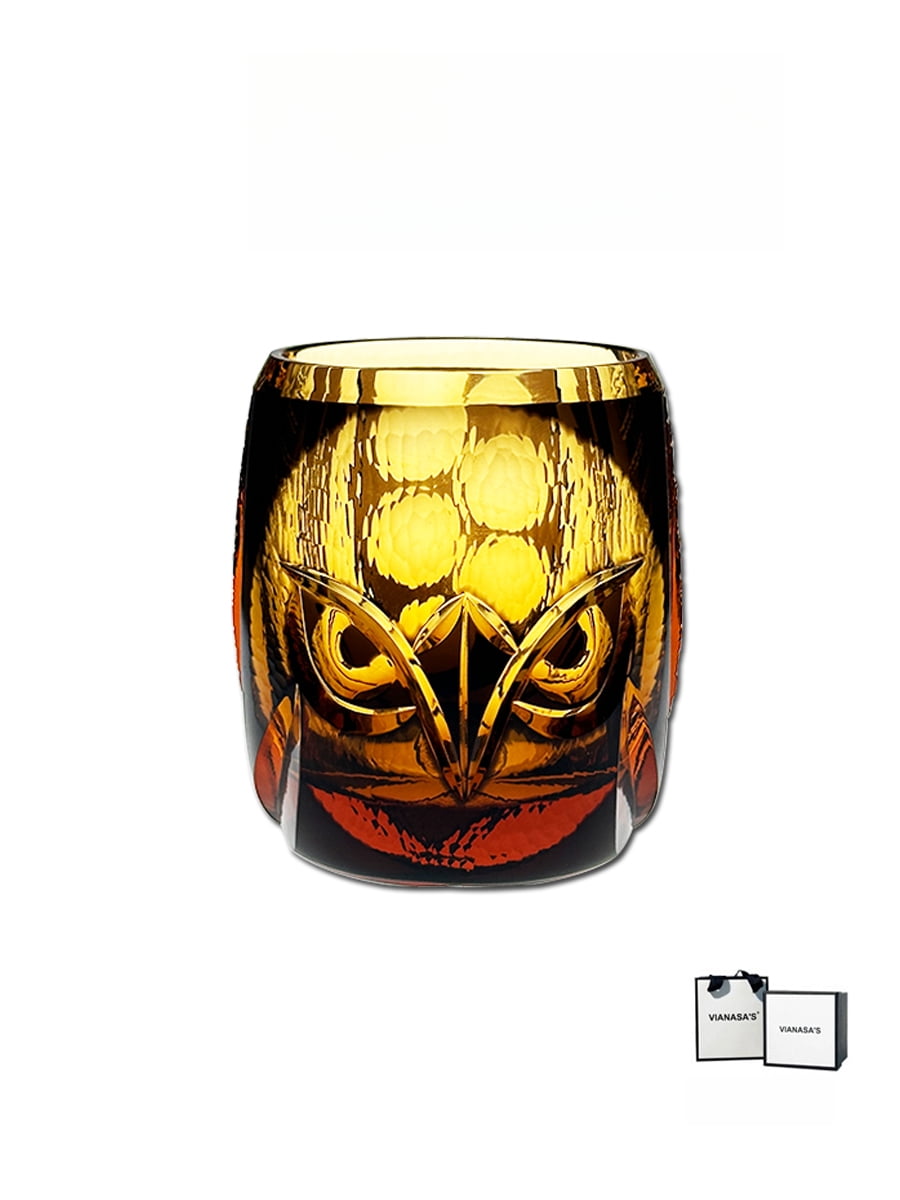 Premium Handmade Owl Edo Kiriko Crystal Glasses Whiskey Wine Glasses Unique Design for Cocktail Whiskey Enthusiasts