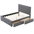 thumbnail image 5 of EUROCO Queen Size Linen Upholstered Platform Bed with Two Drawers, for Adults, Gray, 5 of 9
