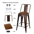 thumbnail image 2 of Leejay Coffee 24 inch High Back Metal Barstool with Brown Vegan Leather Seat, Set of 2, 2 of 5