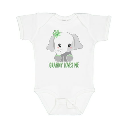 

Inktastic Granny Loves Me- Cute Elephant Gift Baby Boy or Baby Girl Bodysuit