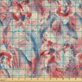 thumbnail image 2 of Ambesonne Nature Fabric by the Yard Upholstery, Tropical Flowers Grungy Art, 10 Yards, Dark Coral and Ceil Blue, 2 of 5