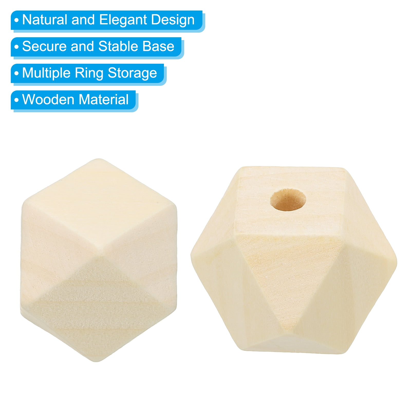Uxcell 30mm Natural Wood Beads, 40 Pack Unfinished Wooden Beads Geometric Hexagon Loose Beads Spacer Beads