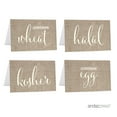 thumbnail image 2 of Kosher, Halal, Egg, Wheat Tan Food Station Buffet Menu Place Cards, Country Chic Burlap, 20-Pack, 2 of 2