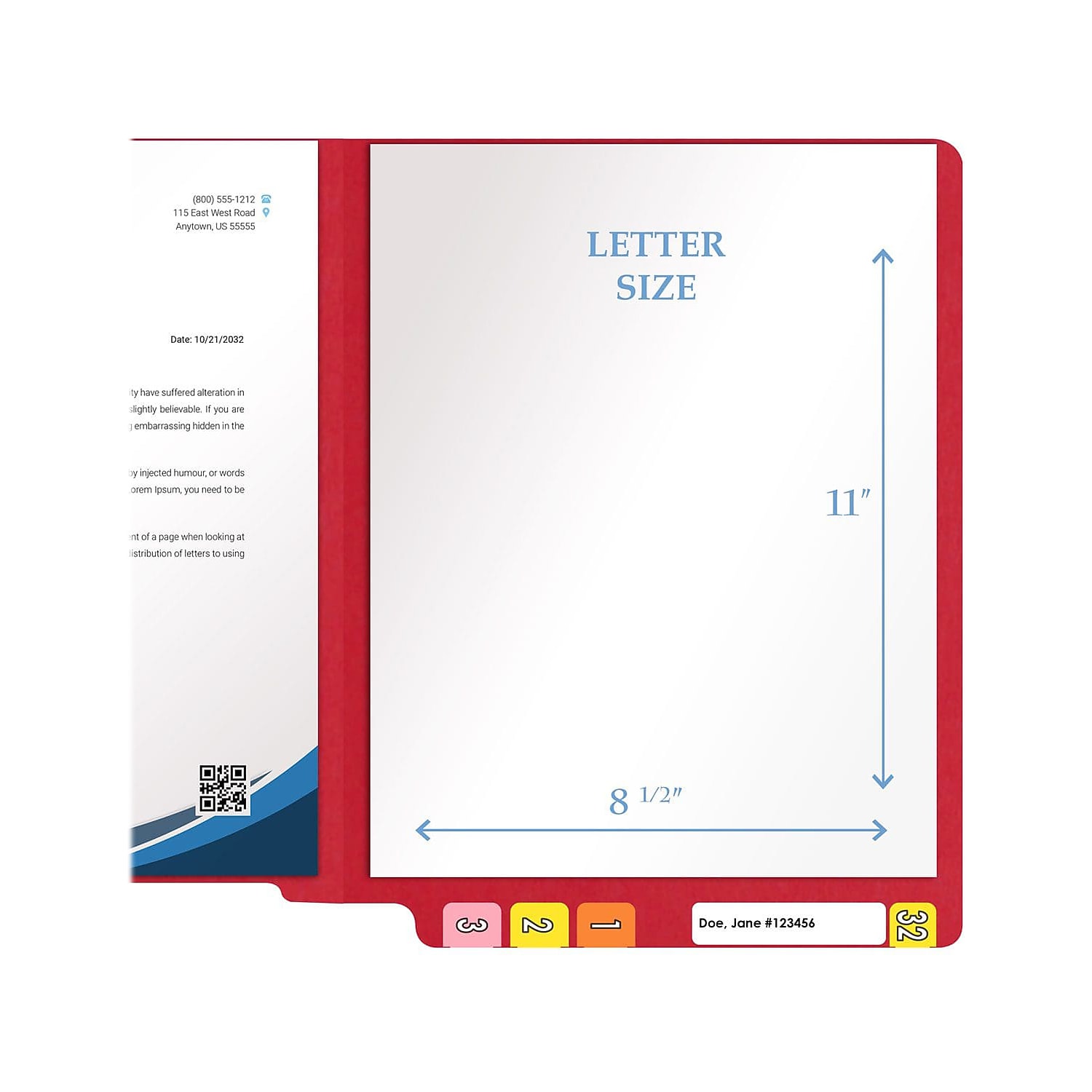 Medical Arts Press Heavy-Duty End Tab File Folder Straight Cut Letter-Size Red 40/Box (S-09458-RED)