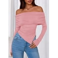 thumbnail image 4 of Remera PRETTYGARDEN Mujer Manga Larga Ajustada Rosa XXL con Hombros Descubiertos, 4 of 8