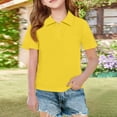 thumbnail image 4 of CCRFTGI Polo Shirts for Kids Boys Girls Size 8 Back To School Classic Fit Quick Dry Uniform Pique Golf Short Sleeve Shirts Comfort Button Closure Pique Polo Shirt Yellow 9-10 Years, 4 of 4