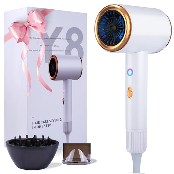 Ionic Hair Dryer, 2100W Professional Blow Dryer, Negative Ion Technolog Drying with 3 Heating, 2 Speed, 2 Nozzle for Home Salon Travel