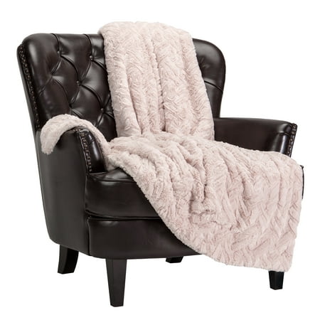 Chanasya Fuzzy Soft Cloud Textured Embossed Faux Fur Throw Blanket - Plush Sherpa Solid Cozy Blanket for Bed Sofa Chair Couch Cover Living Bed Room (50x65 Inches) Classy Pink Blanket