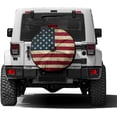 thumbnail image 2 of Retro American Flag Spare Tire Cover with Backup Camera Hole Wheel Tire Cover Fit Trailer, RV, SUV and Many Vehicle, 2 of 6