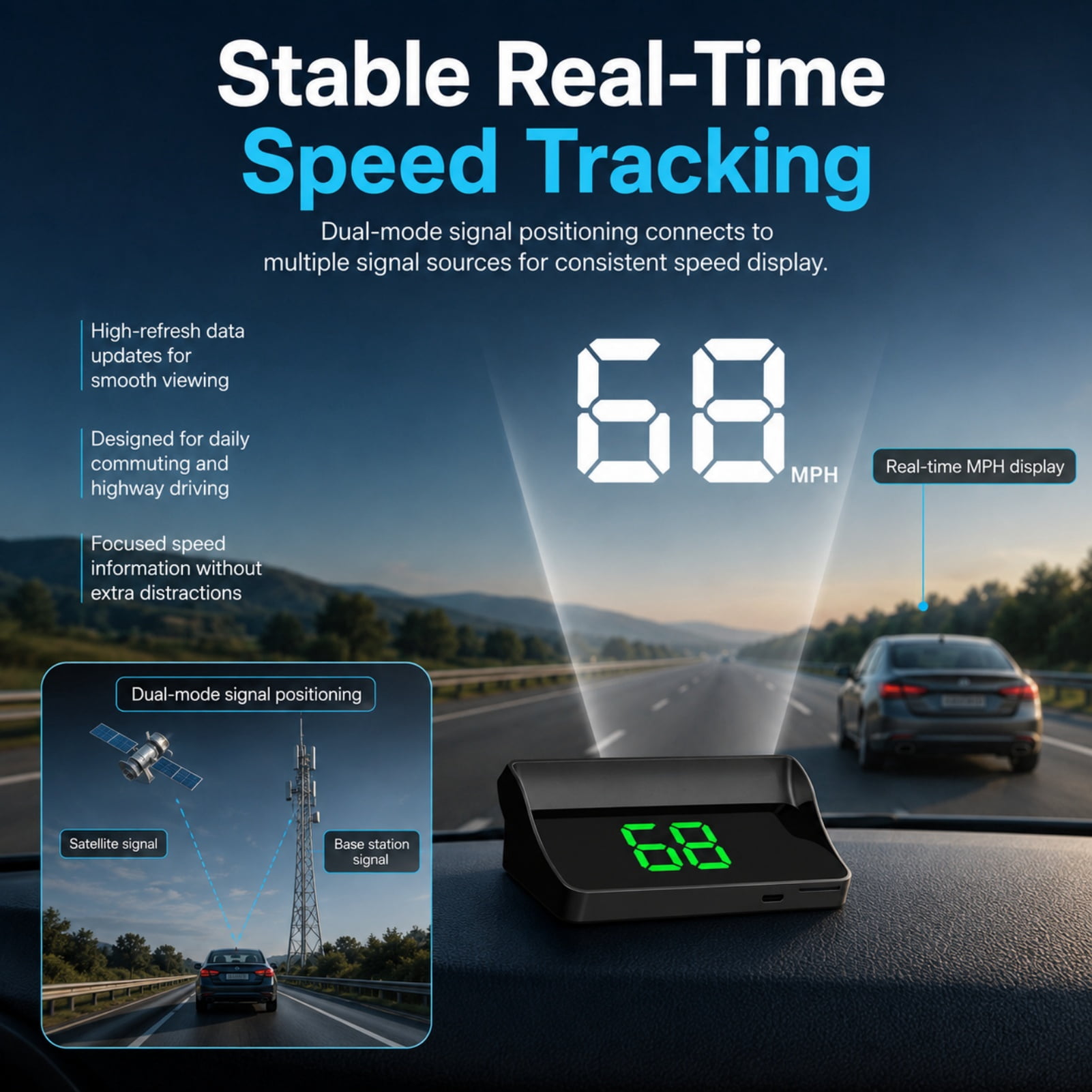 40PCS*Odopus Car Hud, Dual-Mode Positioning Display with Speed Projection