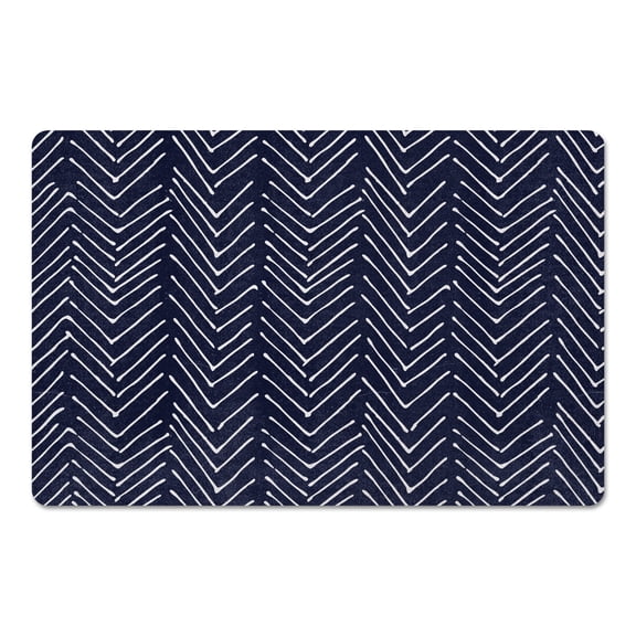 Creative Products Scribbled Chevron Navy 27x18 Floor Mat