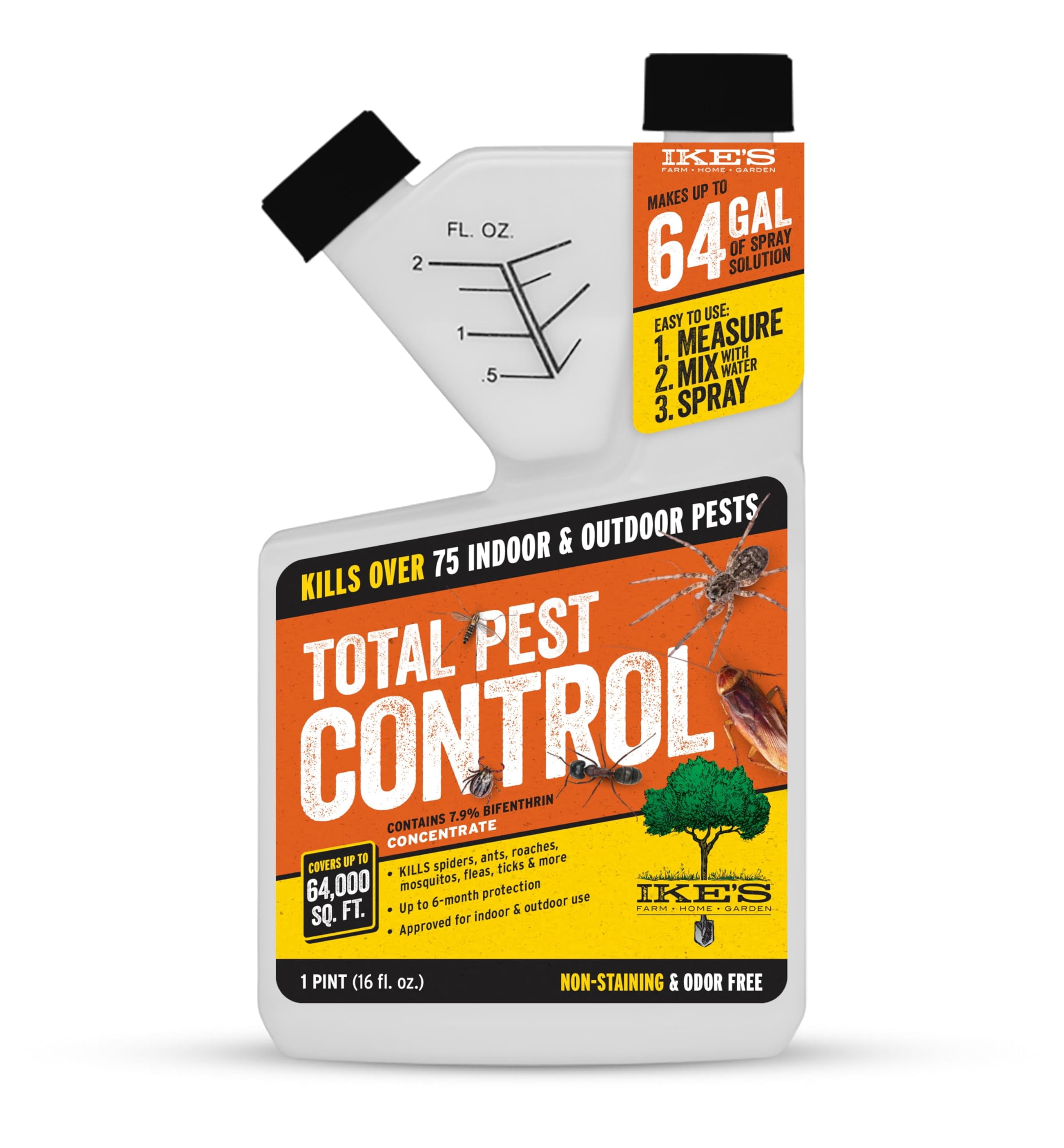 Ike's Total Pest Control Concentrate - 7.9% Bifenthrin Indoor/Outdoor Insect Killer - Pint Liquid