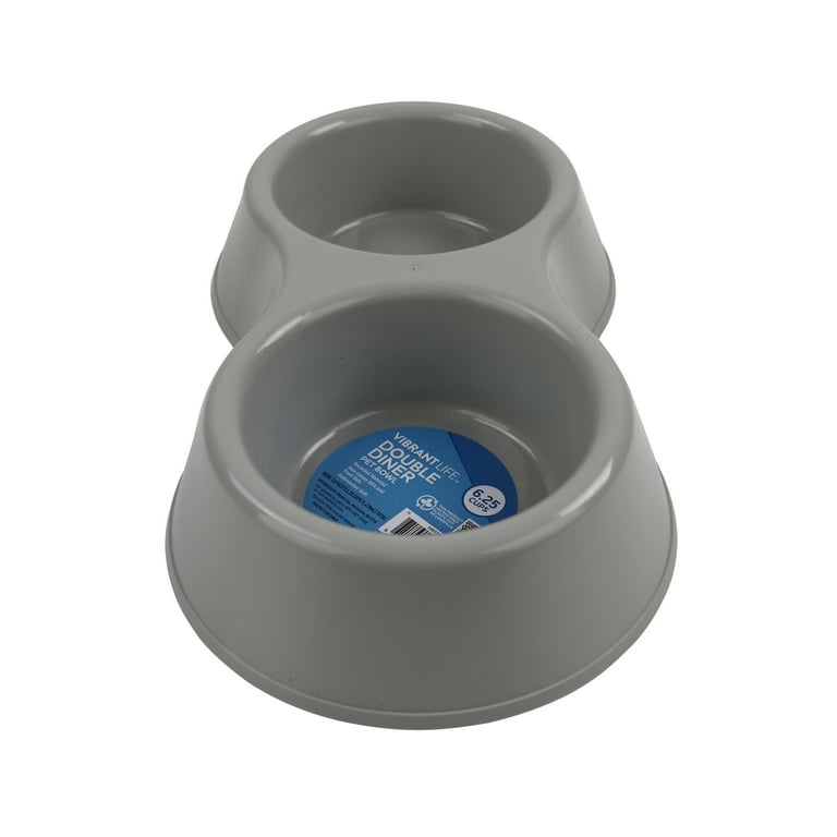 Vibrant Life 6.25-Cup Double Dog Bowl, Gray - Walmart.com