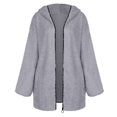 thumbnail image 4 of Womens Fleece Shacket Jackets Sherpa Lined Oversized Winter Warm Coat Hooded Long Sleeve Open Front Coatigan Jacket light gray XXL, 4 of 5
