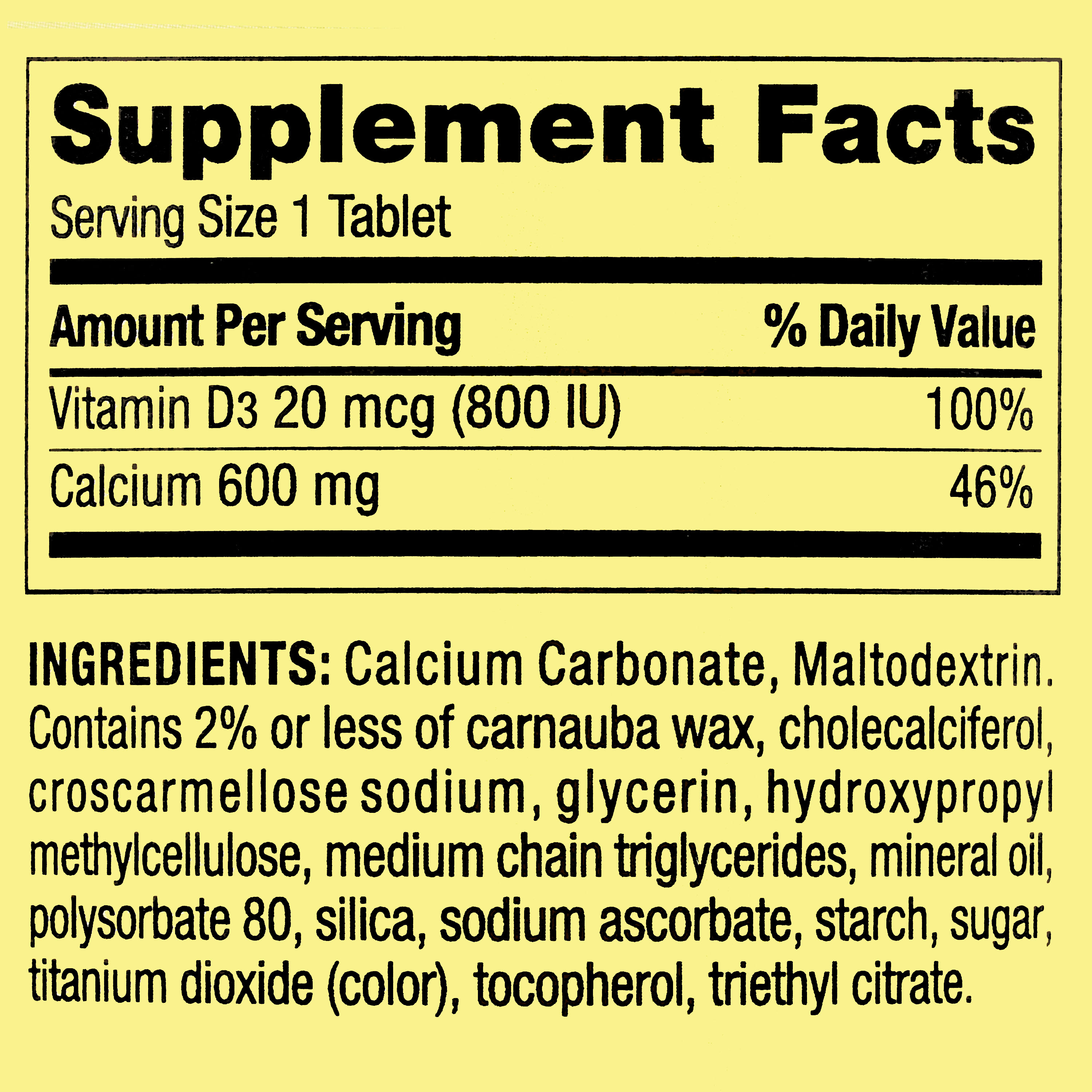 Spring Valley Calcium Plus Vitamin D Tablets Dietary Supplement, 600 mg, 250 Count - image 2 of 9