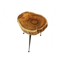 Mountain Woods Live Edge Stool/Side Table Made With Hand Selected Organic Brown Acacia Wood, 14”X14”X18”