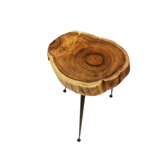 Mountain Woods Live Edge Stool/Side Table Made With Hand Selected Organic Brown Acacia Wood, 14”X14”X18”