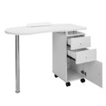 thumbnail image 3 of Zimtown Salon Nail Table Station, Movable Manicure Tech Table with 2 Large Storage Space Drawers for Home Spa Beauty Salon (White), 3 of 9