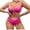 Hot Pink-02, variant on Lopeceal Bikini Set for Women Tie Front Triangle Bathing Suits, Solid V Neck Two Piece Swimsuits High Waisted V Cut Bottom