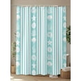 thumbnail image 4 of Striped Shower Curtain, Ocean Turquoise Starfish Shell Jellyfish Coral Waterproof Shower Curtain Set with 12 Hooks Lightweight Washable Fabric Shower Curtains for Bathroom 72x78 Inches, 4 of 6