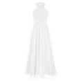 thumbnail image 4 of TTAO Sequin Halter Flower Girls Dress Kids A-Line Sleeveless Ruched Chiffon Wedding Party Maxi Gown Ivory 16, 4 of 7