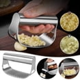 thumbnail image 2 of Xihbxyly Prensa de Ajo, Picadora Manual Sin Esfuerzo, Trituradora Duradera de Acero Inoxidable, Diseño Fácil de Limpiar, Esencial para Cocinar, Regalo Considerado para Mamá, Herramienta de Cocina Per, 2 of 7