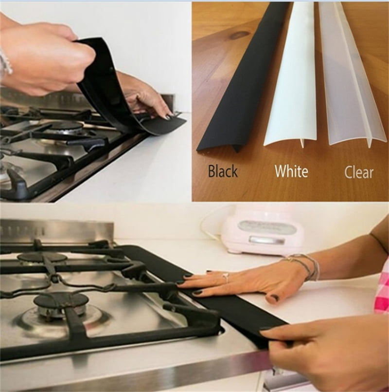 Lzvxtym 2 Pack Silicone Kitchen Stove Counter Gap Cover 25'' Heat Resistant  Long Gap Filler Seals Spills Between Counter Stovetop Oven 