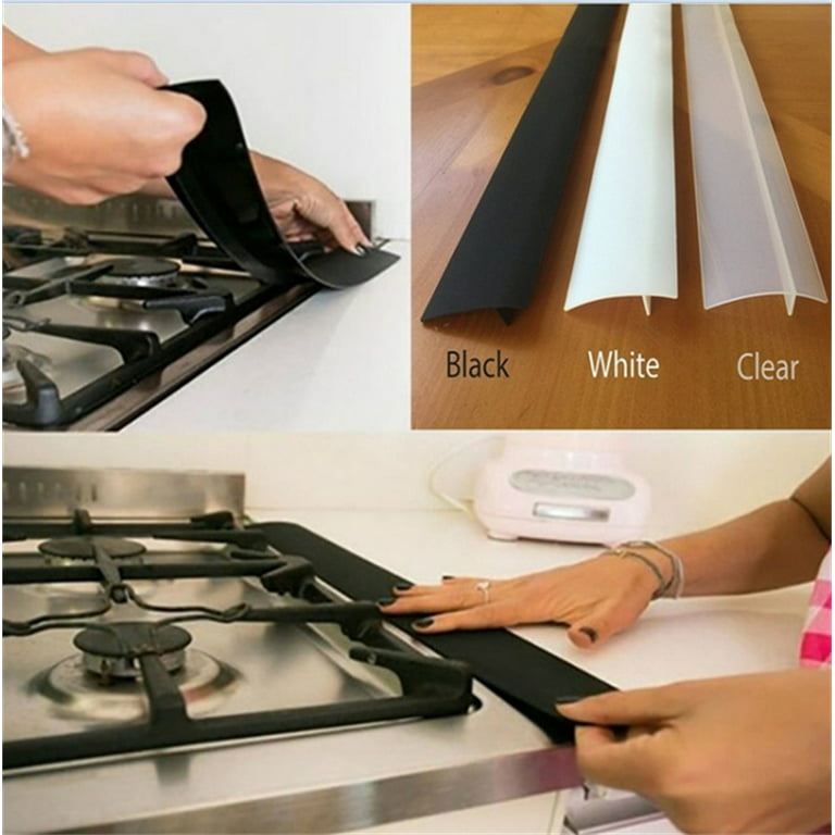 TSV 2pcs Kitchen Silicone Gap Covers, Heat Resistant Stove Gap Fillers Seal Gap Between Counter and Stovetop, 21 inch, Clear White