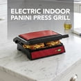 thumbnail image 6 of OVENTE Electric Indoor Panini Press Grill + Sandwich Maker, Red GP0620R, Opens 180 Degrees to Fit Any Type or Size of Food, 1000W Indoor Grill Perfect for Quesadillas, Burgers & More, 6 of 10