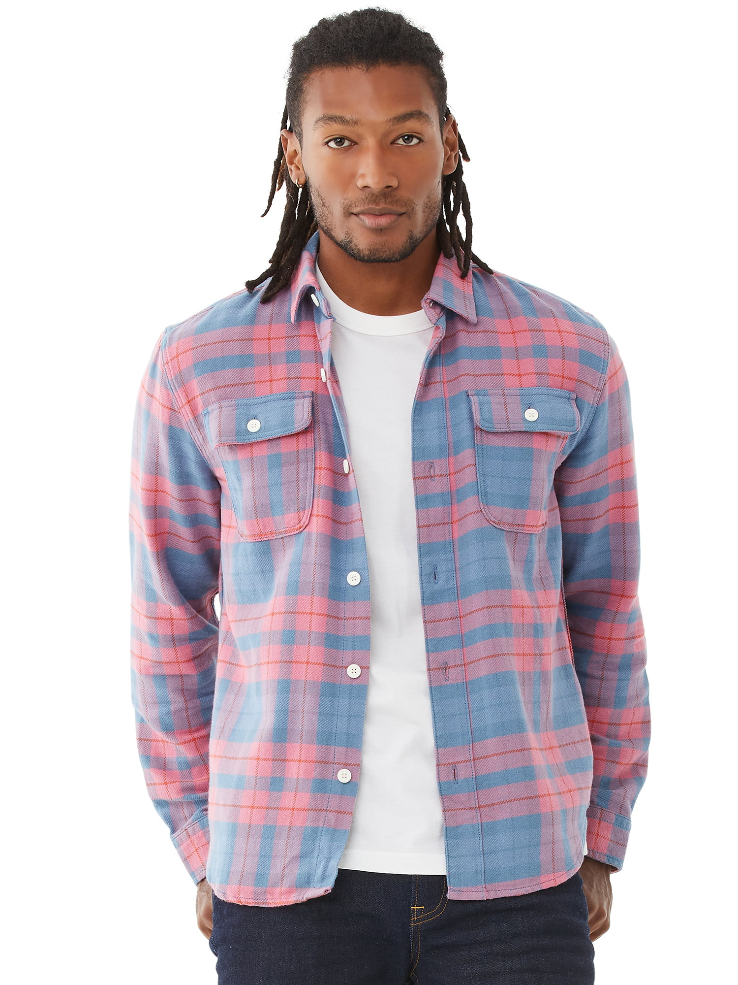Adults Mens Long Sleeve Cotton Check Lumberjack Flannel Shirts Work Pocket 2XL 