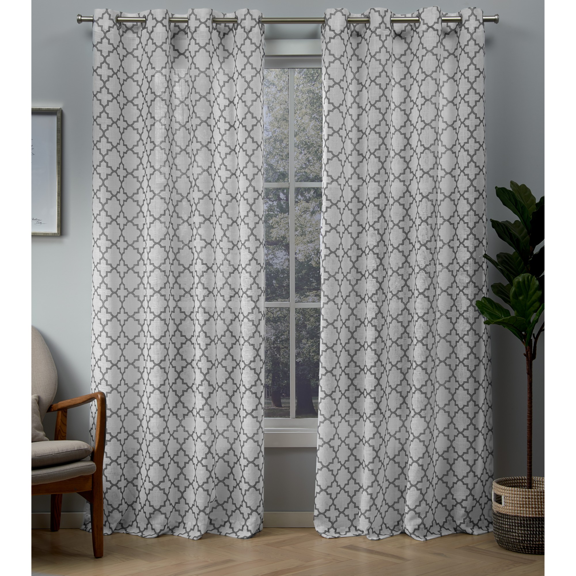 Exclusive Home Curtains 2 Pack Helena Printed Sheer Grommet Top Curtain