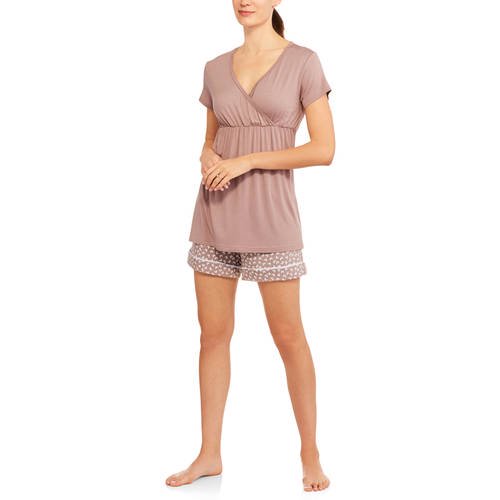 Nurture By Lamaze Maternity Nurture By Lamaze Short Sleeve Nursing Top And Shorts Sleep Set Walmart Com Walmart Com