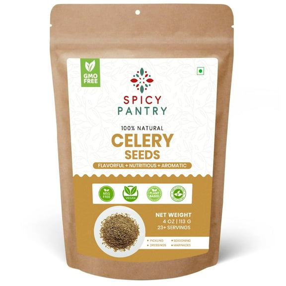 Spicy Pantry Whole Celery Seeds – 4 oz, Dried Spice, Vegan, Kosher, Perfect for Pickling & Seasoning