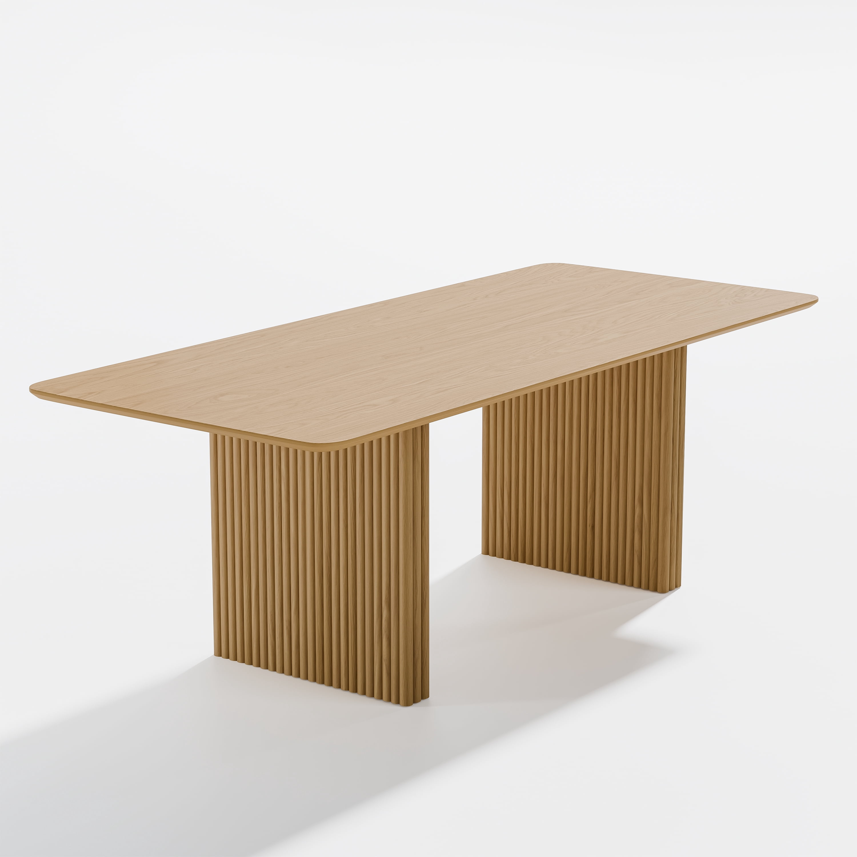 MAYEERTY Modern 79*33.5*30" Natural Wood Rectangular Dining Table with Fine - Striped Legs, Seats 8